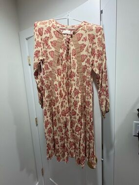 Natalie Martin Cream Dress with Red Floral Print